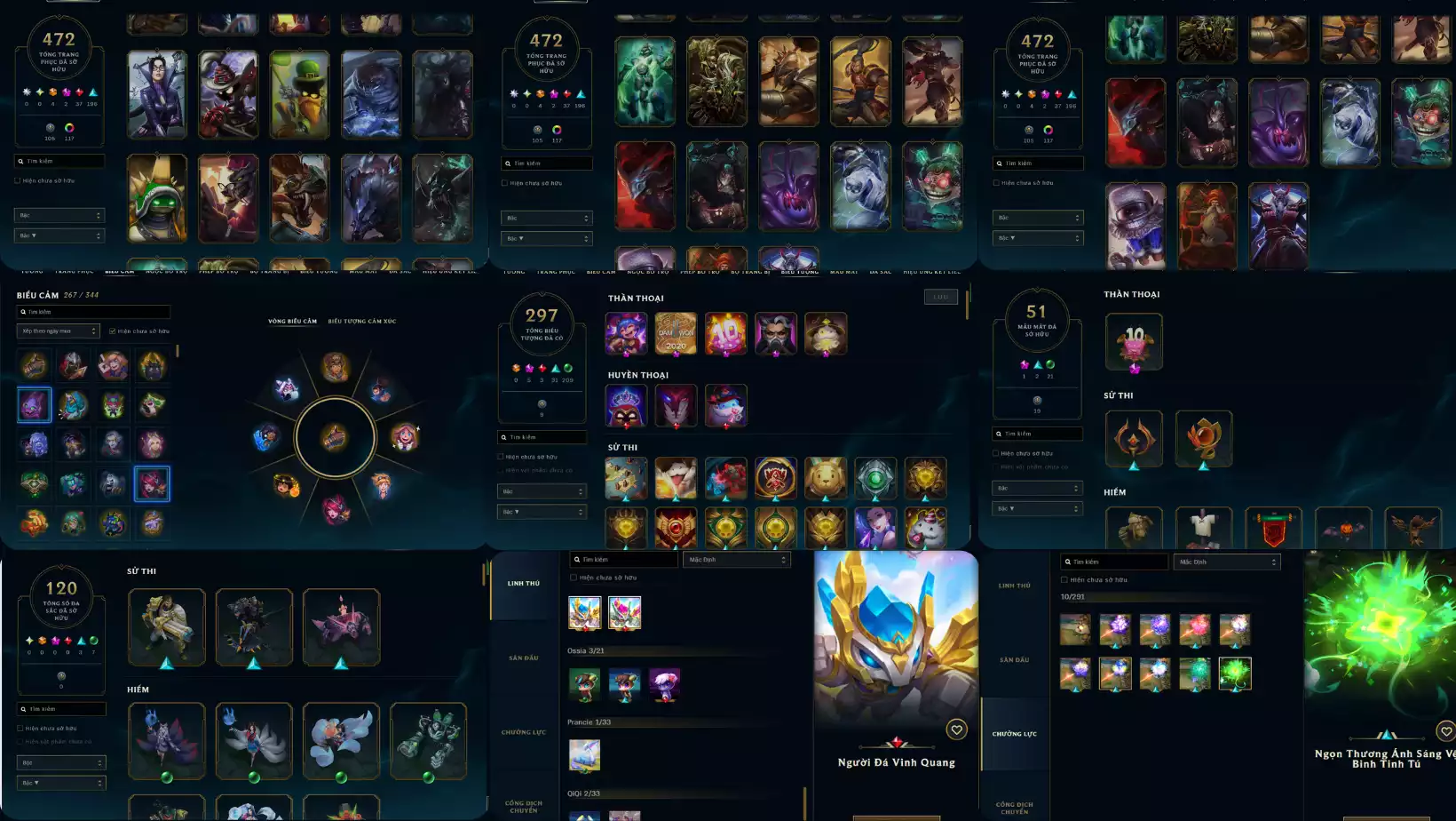 Ảnh LOL 472 SKIN 4 CAM 2 TIM 37 DO 196 XANH  117 DA SAC RANK SAT